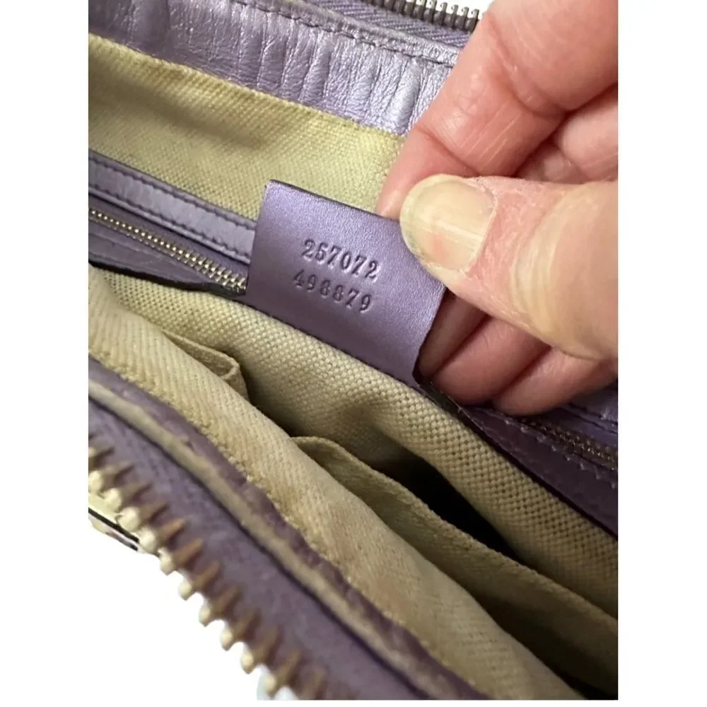 Gucci purple leather gg canvas crossbody with gold logo - Picture 9 of 10